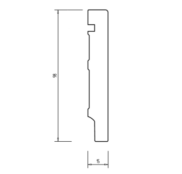 Preview: Weiße Kiefer Sockelleisten 98x15x2400 mm Oberkante gerade